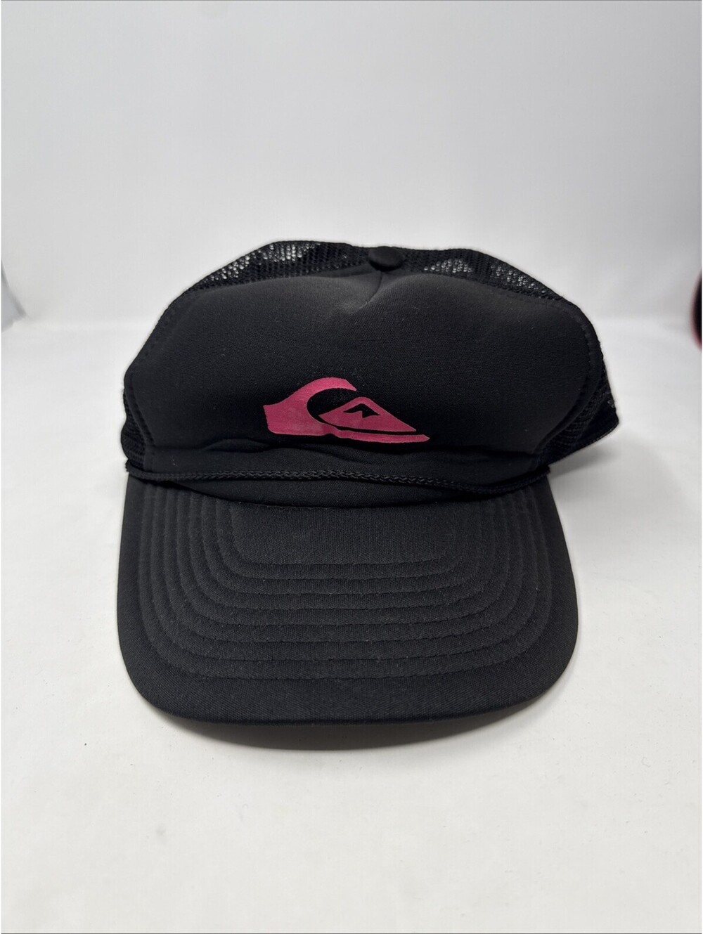 QuickSilver Surfing Pink Pinpoint Black Mesh SnapBack Baseball Cap